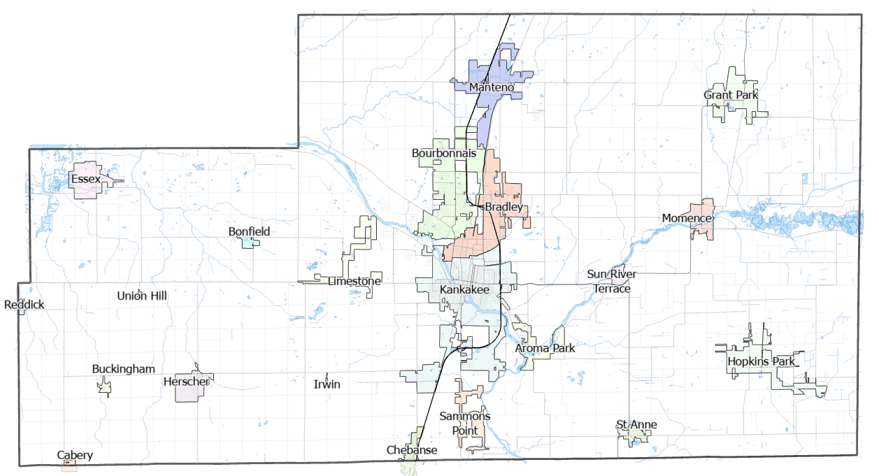 Map of Kankakee County Municipalities